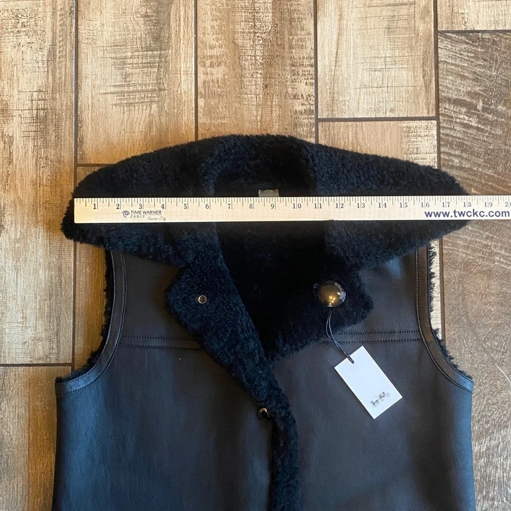 Coach Black Lamb Leather Shearling Reversible Vest 🆕